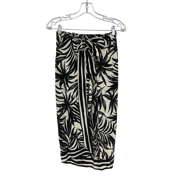 Zara Womens Wrap Skirt Midi Size M Black Printed High Waist 9878/109 NWOT - Picture 3 of 12